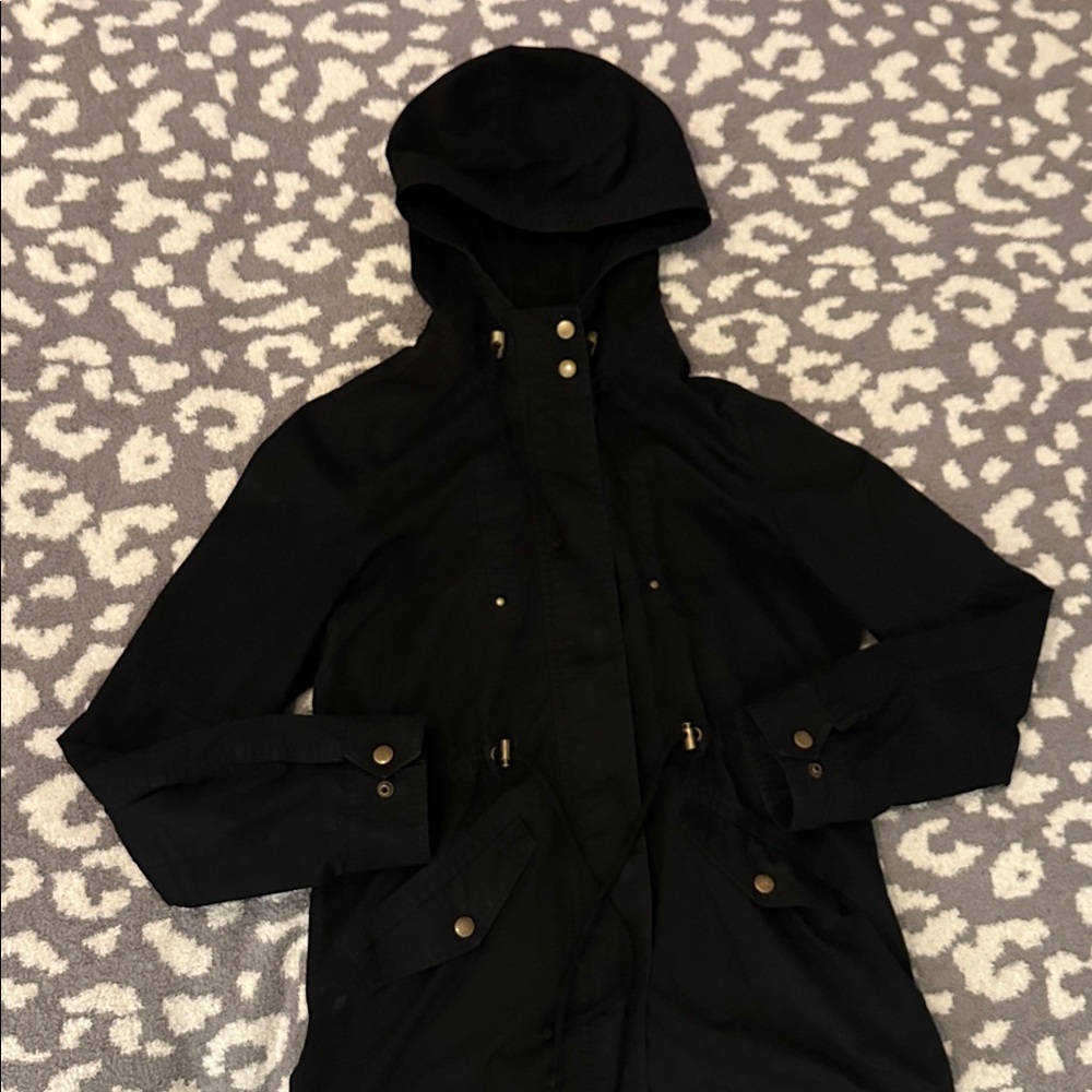 Love Tree Hooded Utility Jacket- Black - Picture 5 of 7